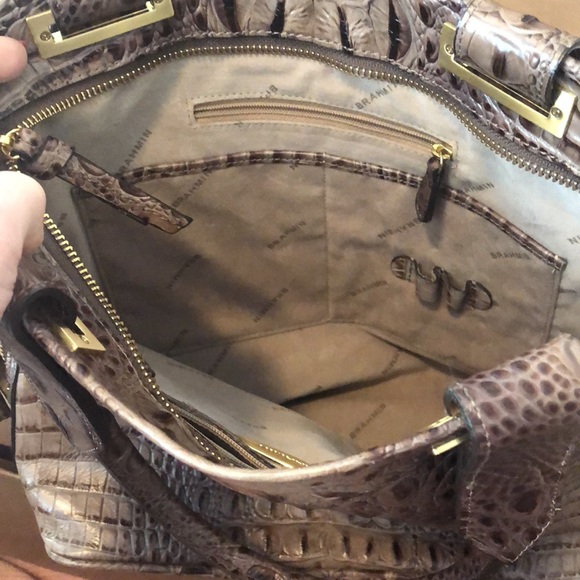 Brahmin Purse Tote Taupe Gray Excellent - Picture 8 of 10